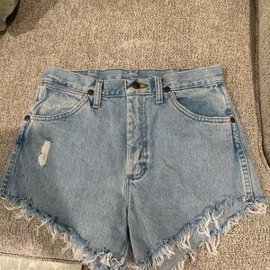 Wrangler Light Blue Frayed Jean Shorts